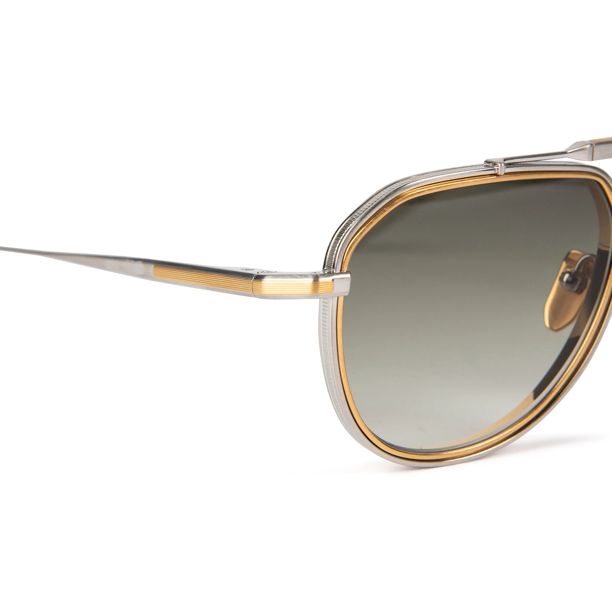 Jacques Marie Mage Commander Silver Gold Green Sunglasses